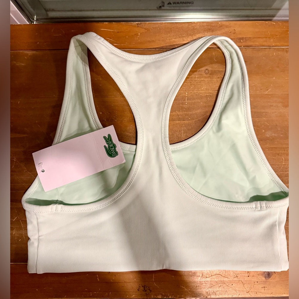 Lacoste x Bandier Ribbed Sports Bra Mint Green Size M NWT - Picture 5 of 7